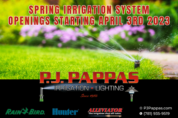 Irrigation Systems Spring Openings Starting April 3rd, 2023