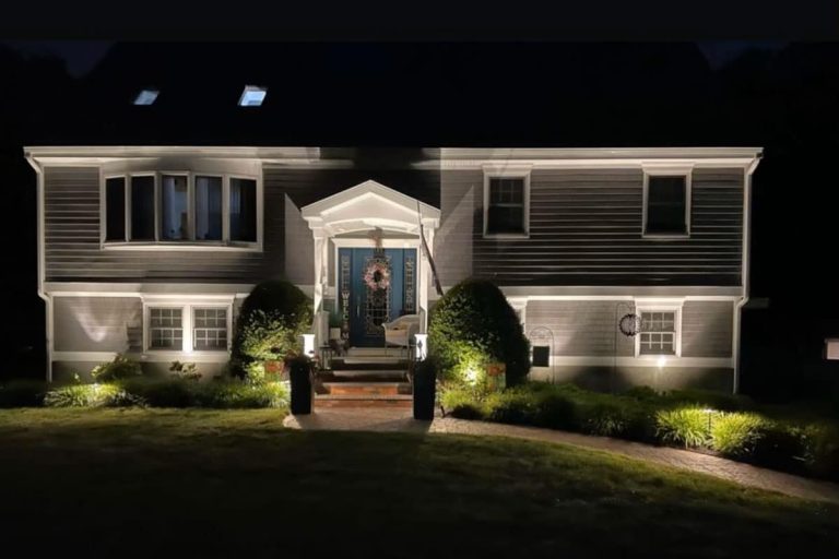 Outdoor landscape lighting installation by P.J. Pappas