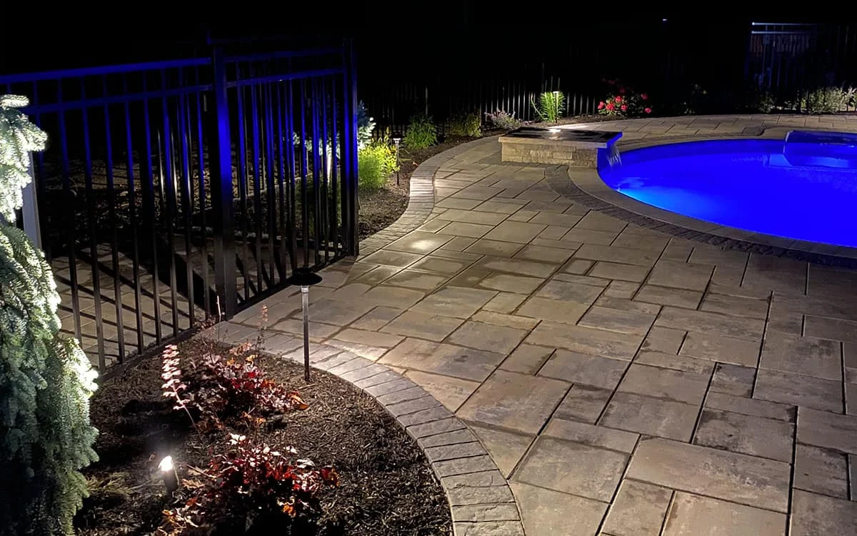 Outdoor landscape lighting installation by P.J. Pappas