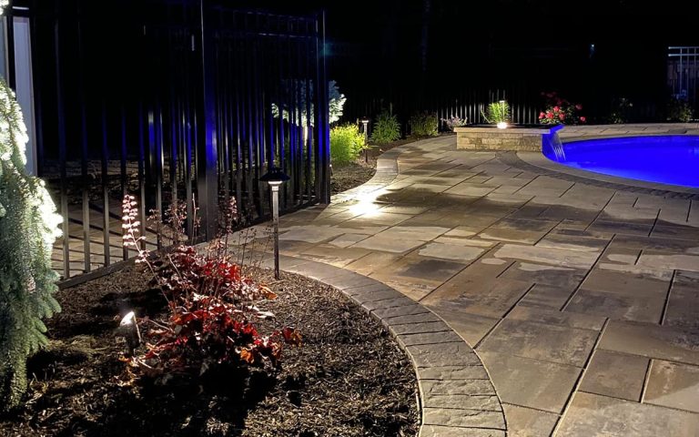 Outdoor landscape lighting installation by P.J. Pappas