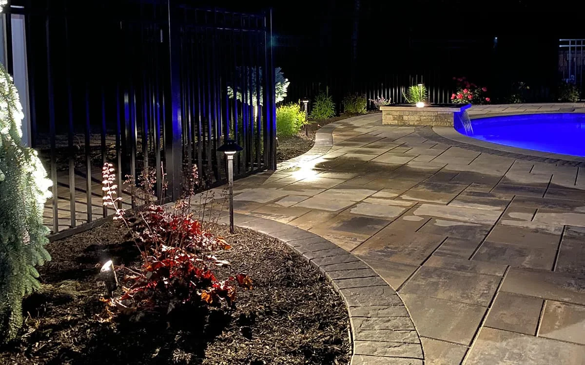 Outdoor landscape lighting installation by P.J. Pappas