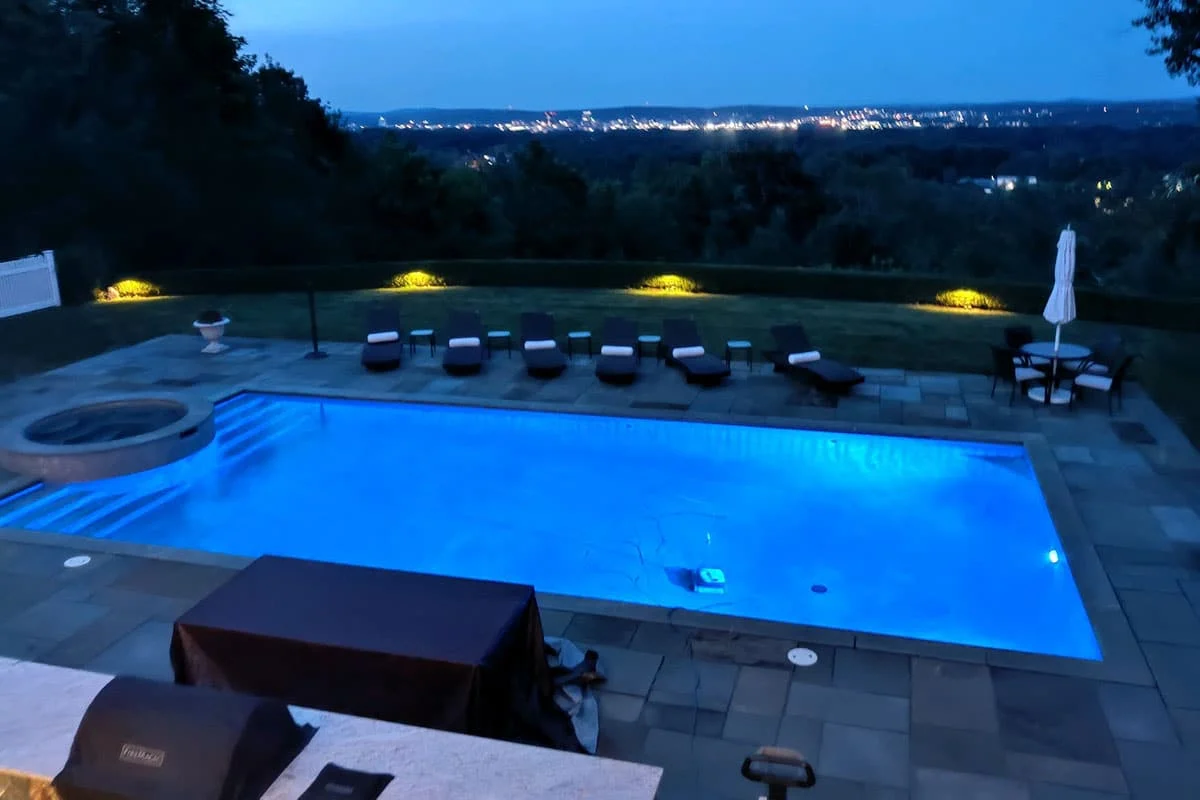 Outdoor landscape lighting installation by P.J. Pappas