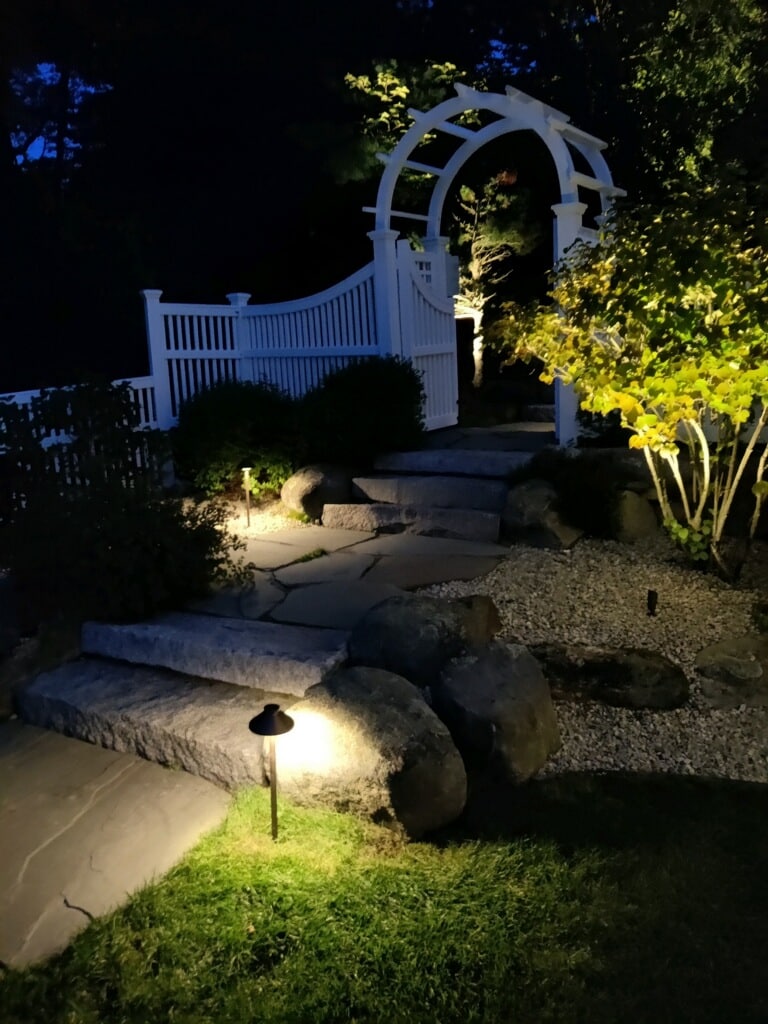 Outdoor landscape lighting installation by P.J. Pappas