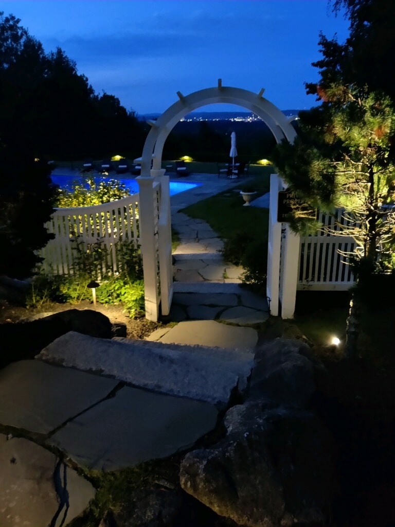 Outdoor landscape lighting installation by P.J. Pappas
