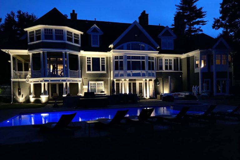 Outdoor landscape lighting installation by P.J. Pappas