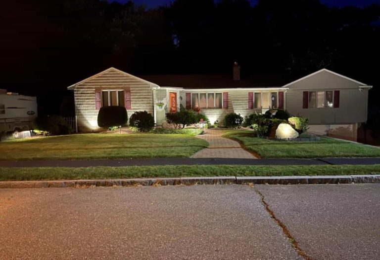 Outdoor landscape lighting installation by P.J. Pappas