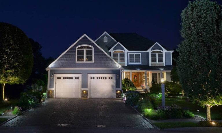 Outdoor landscape lighting installation by P.J. Pappas