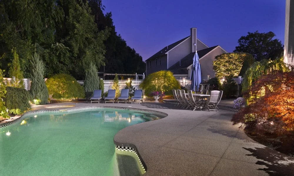 Outdoor landscape lighting installation by P.J. Pappas