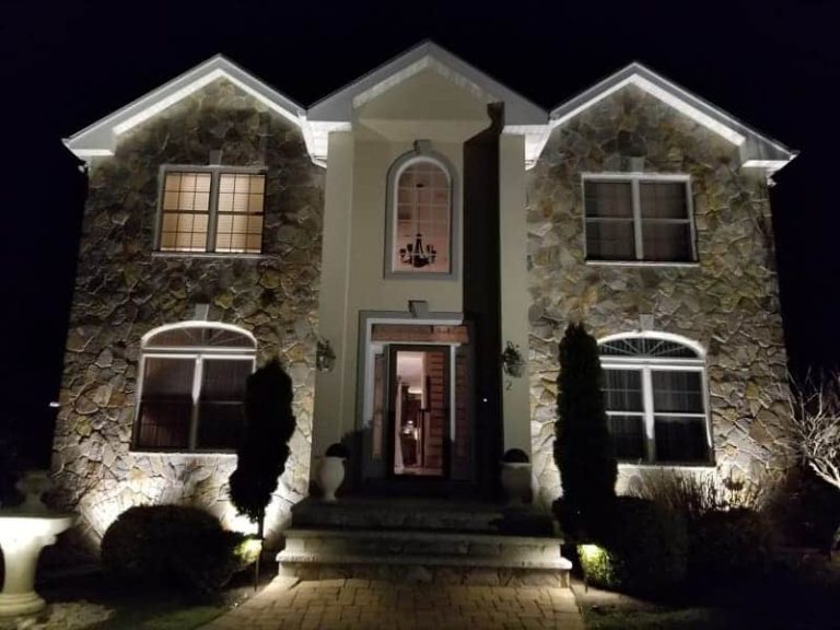 Outdoor landscape lighting installation by P.J. Pappas