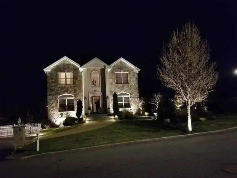 Outdoor landscape lighting installation by P.J. Pappas