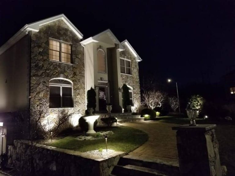 Outdoor landscape lighting installation by P.J. Pappas