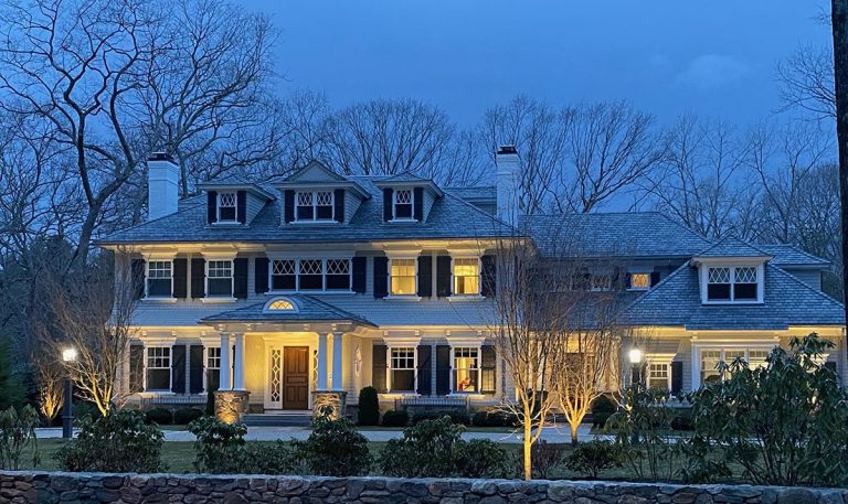 Outdoor landscape lighting installation by P.J. Pappas