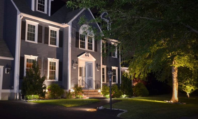 Outdoor landscape lighting installation by P.J. Pappas