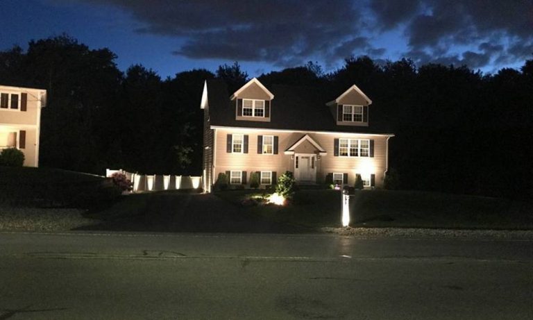 Outdoor landscape lighting installation by P.J. Pappas