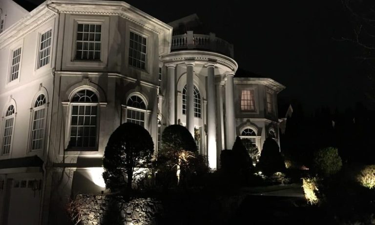 Outdoor landscape lighting installation by P.J. Pappas