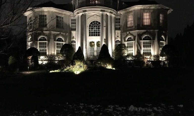 Outdoor landscape lighting installation by P.J. Pappas
