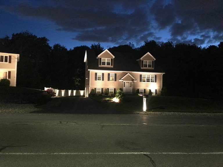 Outdoor landscape lighting installation by P.J. Pappas