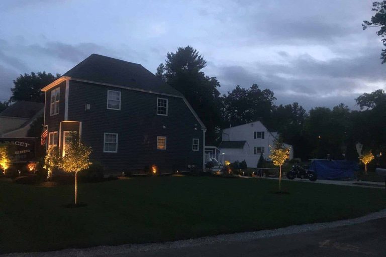 Outdoor landscape lighting installation by P.J. Pappas