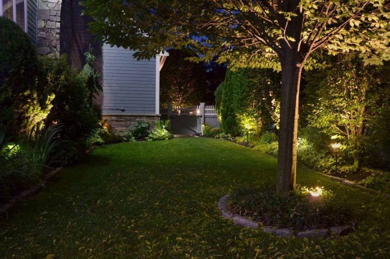Outdoor landscape lighting installation by P.J. Pappas