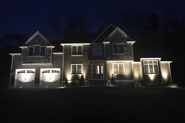 Outdoor landscape lighting installation by P.J. Pappas