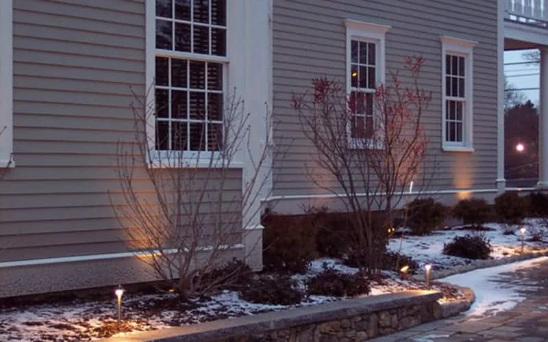 Outdoor landscape lighting installation by P.J. Pappas