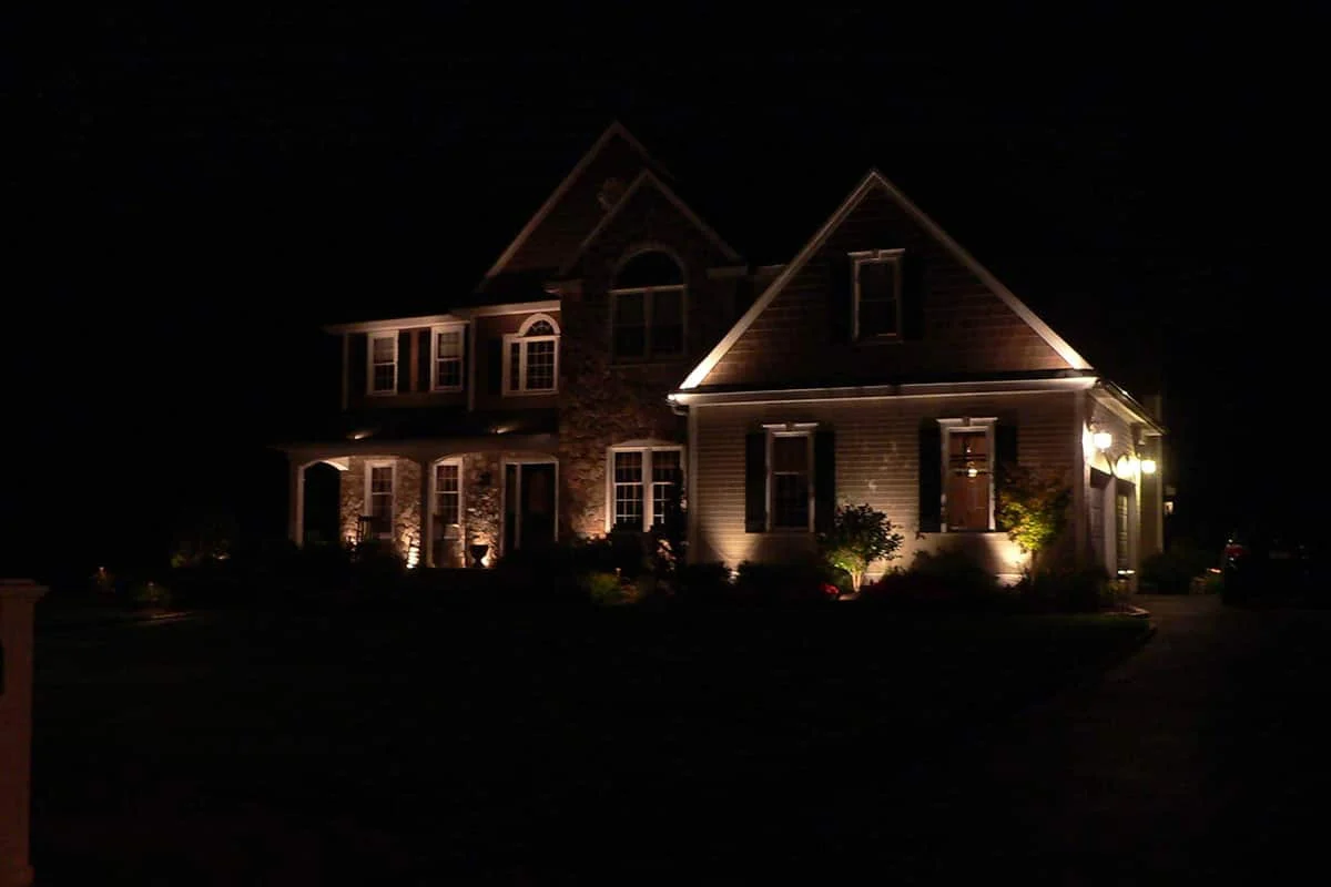 Outdoor landscape lighting installation by P.J. Pappas