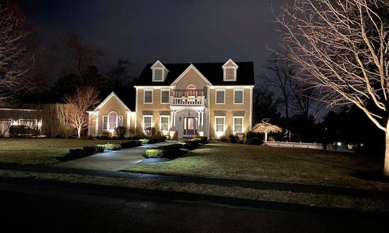 Outdoor landscape lighting installation by P.J. Pappas