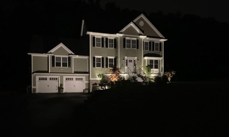 Outdoor landscape lighting installation by P.J. Pappas
