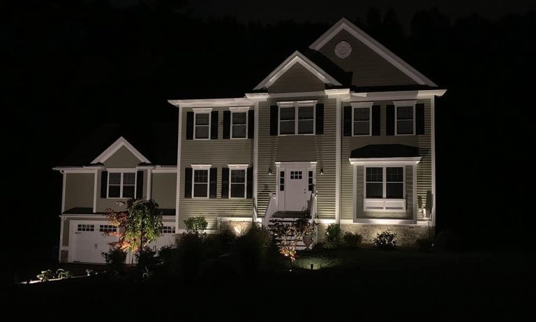 Outdoor landscape lighting installation by P.J. Pappas