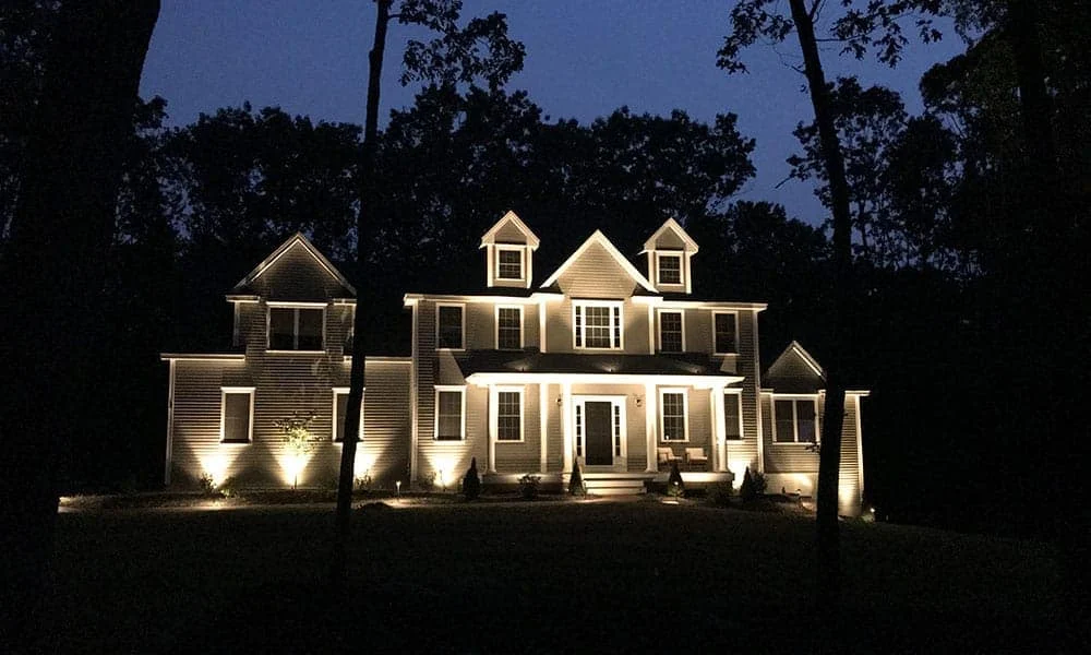 Outdoor landscape lighting installation by P.J. Pappas