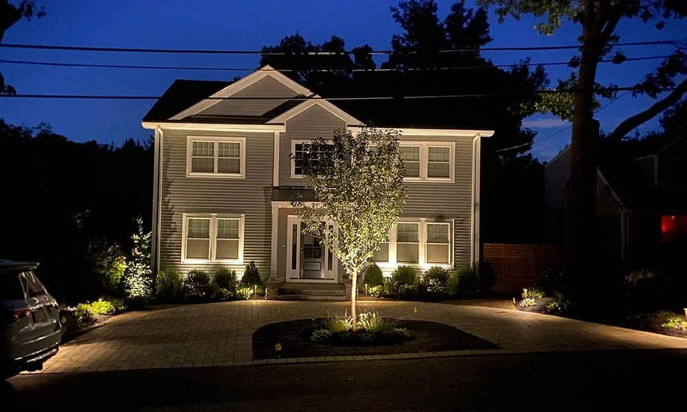 Outdoor landscape lighting installation by P.J. Pappas