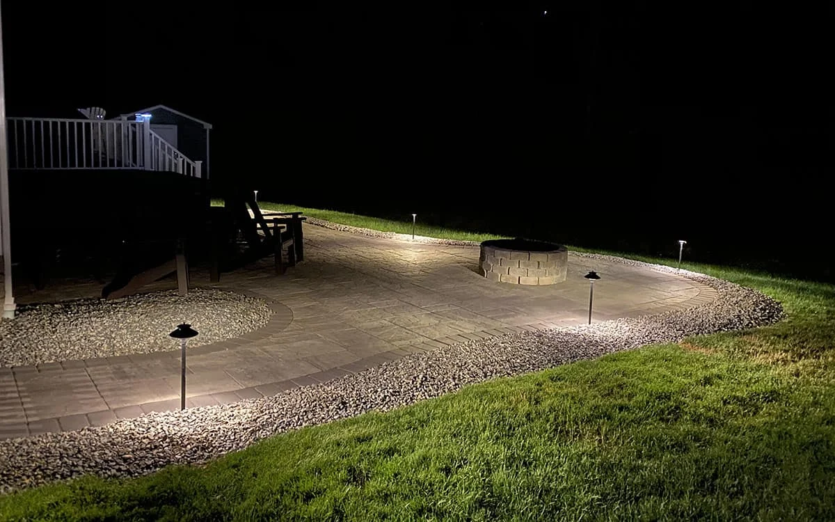 Outdoor landscape lighting installation by P.J. Pappas