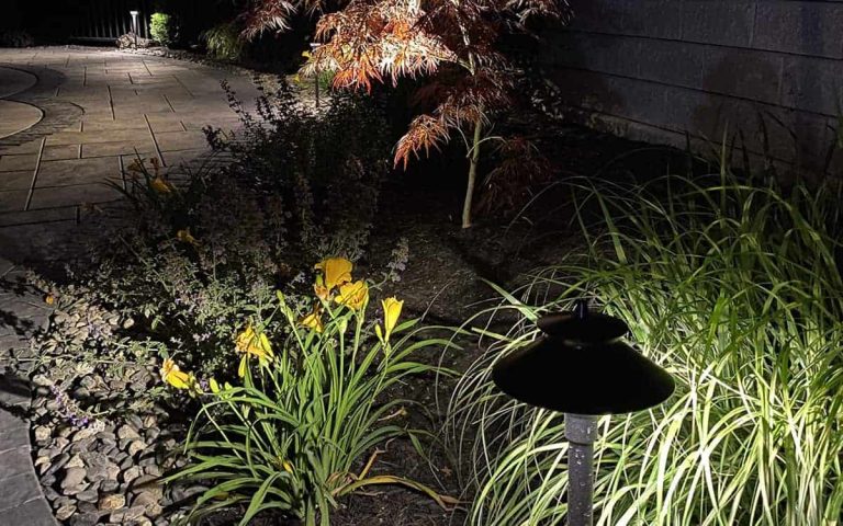 Outdoor landscape lighting installation by P.J. Pappas