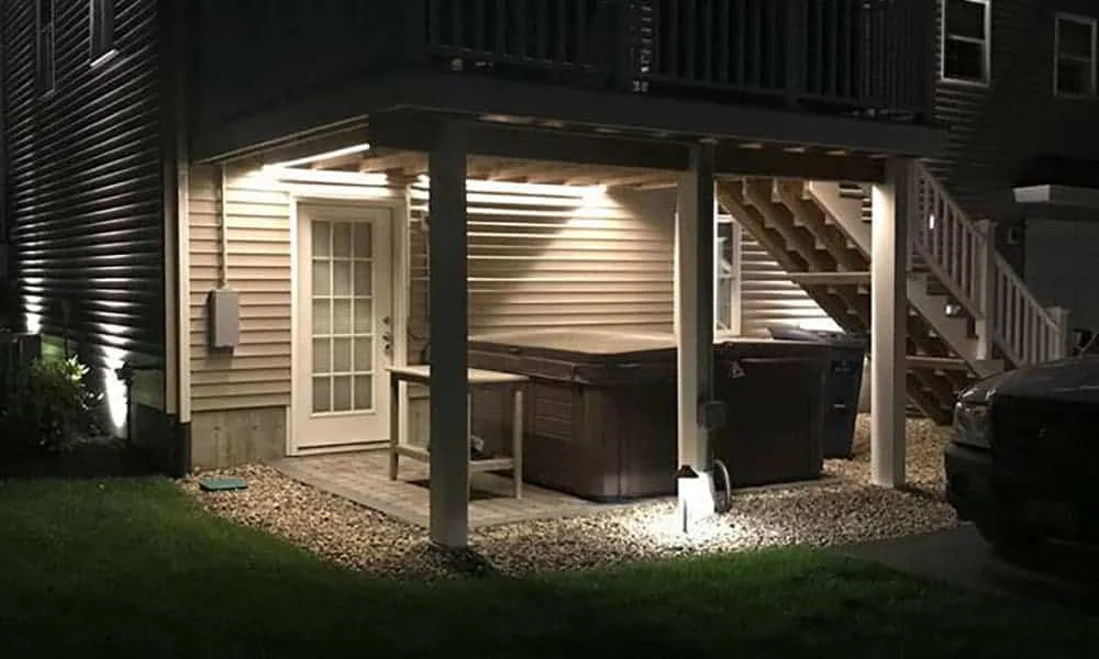 Outdoor landscape lighting installation by P.J. Pappas