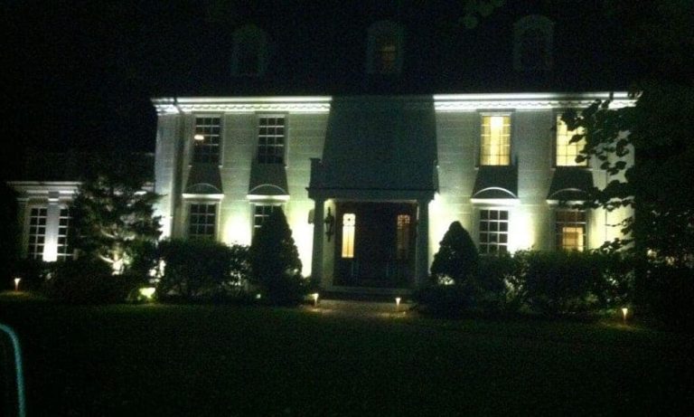 Outdoor landscape lighting installation by P.J. Pappas