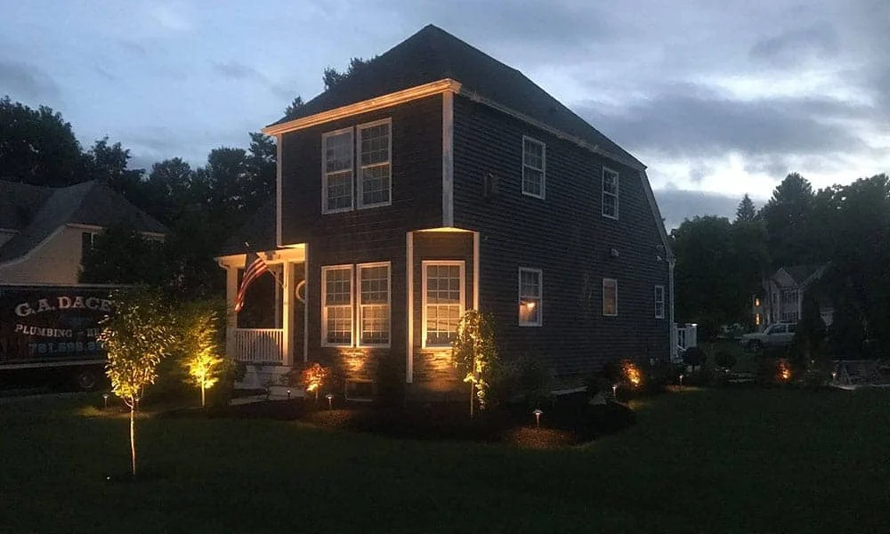Outdoor landscape lighting installation by P.J. Pappas