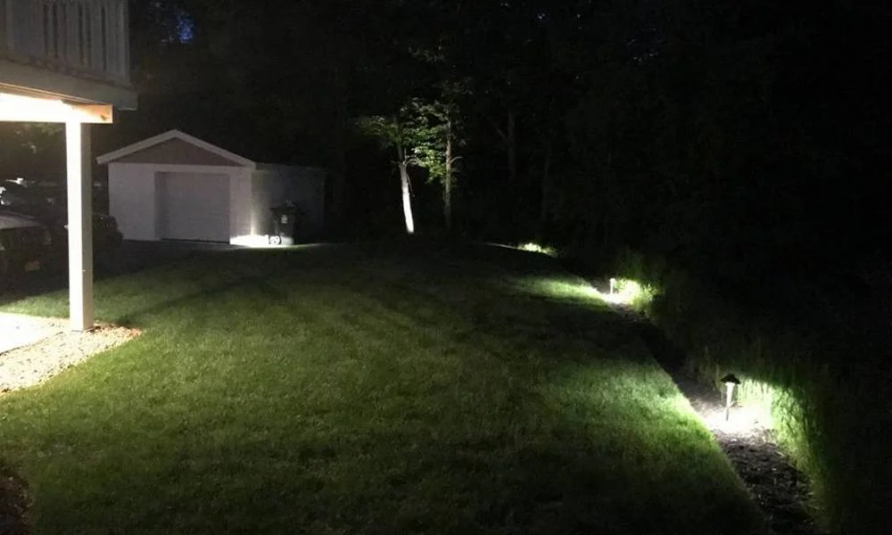 Outdoor landscape lighting installation by P.J. Pappas