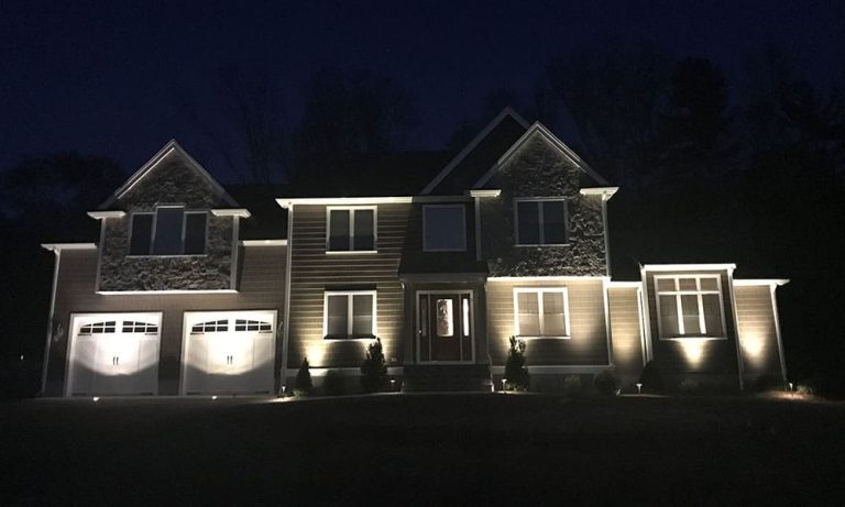 Outdoor landscape lighting installation by P.J. Pappas