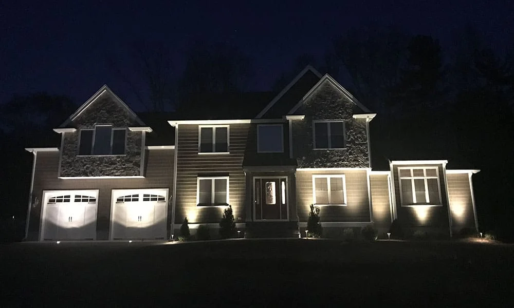 Outdoor landscape lighting installation by P.J. Pappas