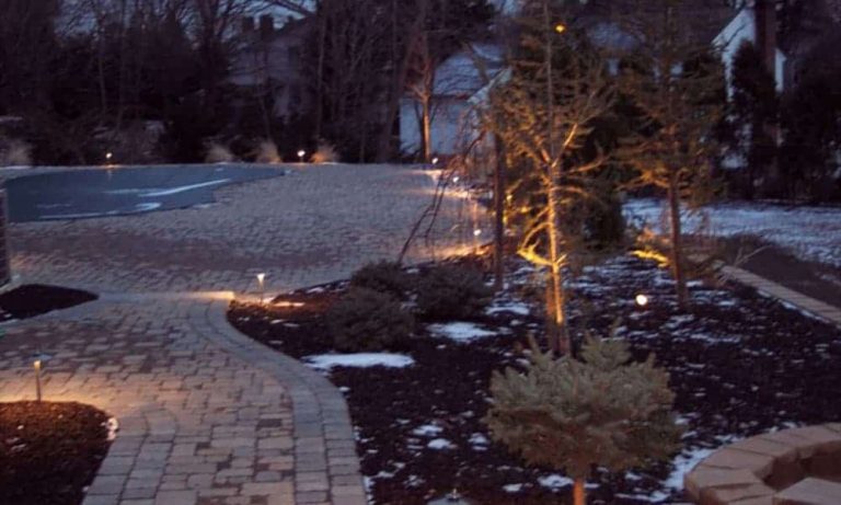 Outdoor landscape lighting installation by P.J. Pappas