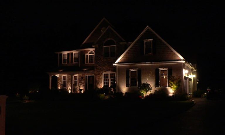 Outdoor landscape lighting installation by P.J. Pappas