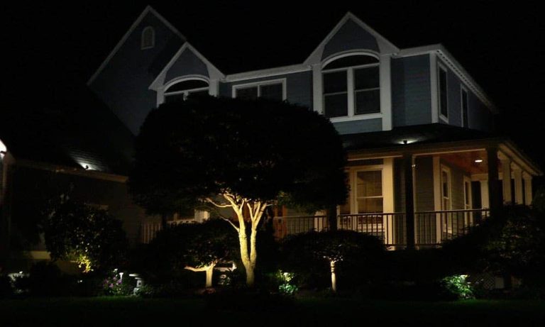 Outdoor landscape lighting installation by P.J. Pappas