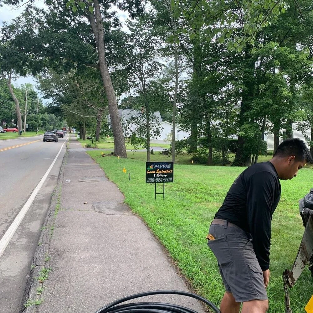 In-ground lawn irrigation system installed by P.J. Pappas
